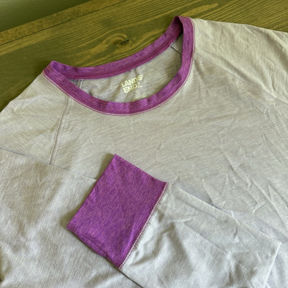 Lands End Girls XL Light Purple Long Sleeve Crewneck Athletic T-Shirt